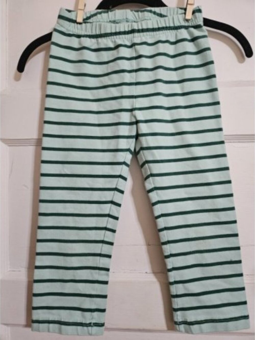 HANNA ANDERSSON Green Striped Capri Length Leggings Girls 130 Size 8